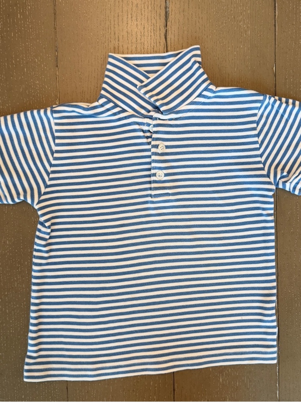 Bella Bliss Boys’ Short-Sleeve Preppy Blue Stripe Cotton Polo Shirt • Size 6 (S) - Picture 4 of 11